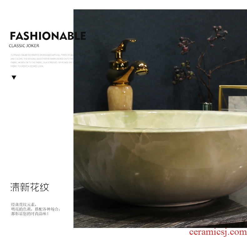 Million birds ceramic art basin stage basin sink European toilet lavatory basin of green marble table