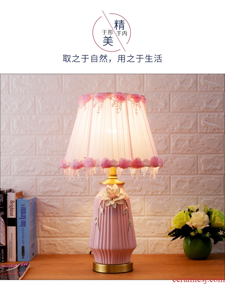 Simple American ceramic lamps fashion sitting room warm desk lamp of bedroom the head of a bed the study of remote control dimmer decoration lamp