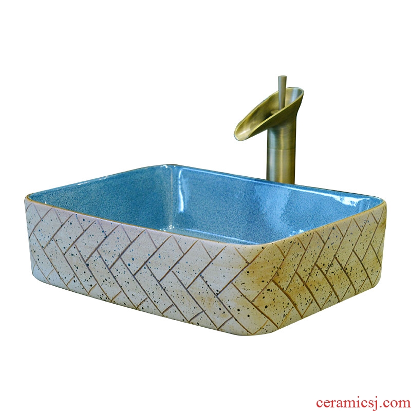 Retro art stage basin of jingdezhen ceramic lavatory square antique Chinese style basin on the sink