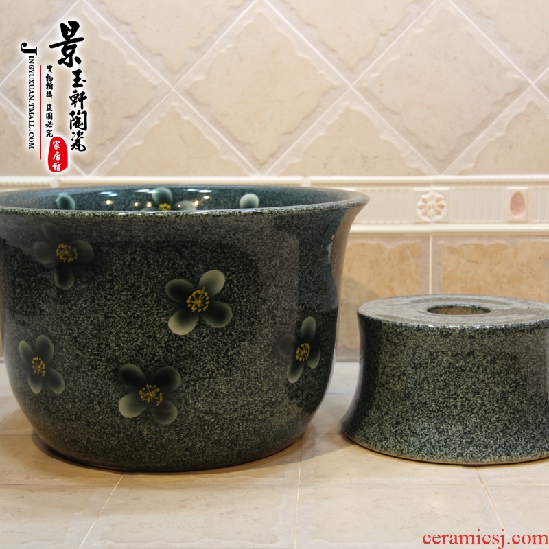 Jingdezhen ceramic glaze JingYuXuan blue flower pattern fission mop pool