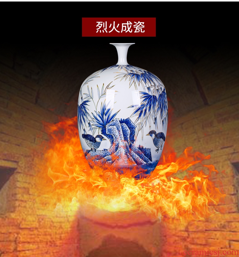 Jingdezhen ceramic paint big vase masters hand draw every year more than furnishing articles Chinese blue and white porcelain is sitting room adornment