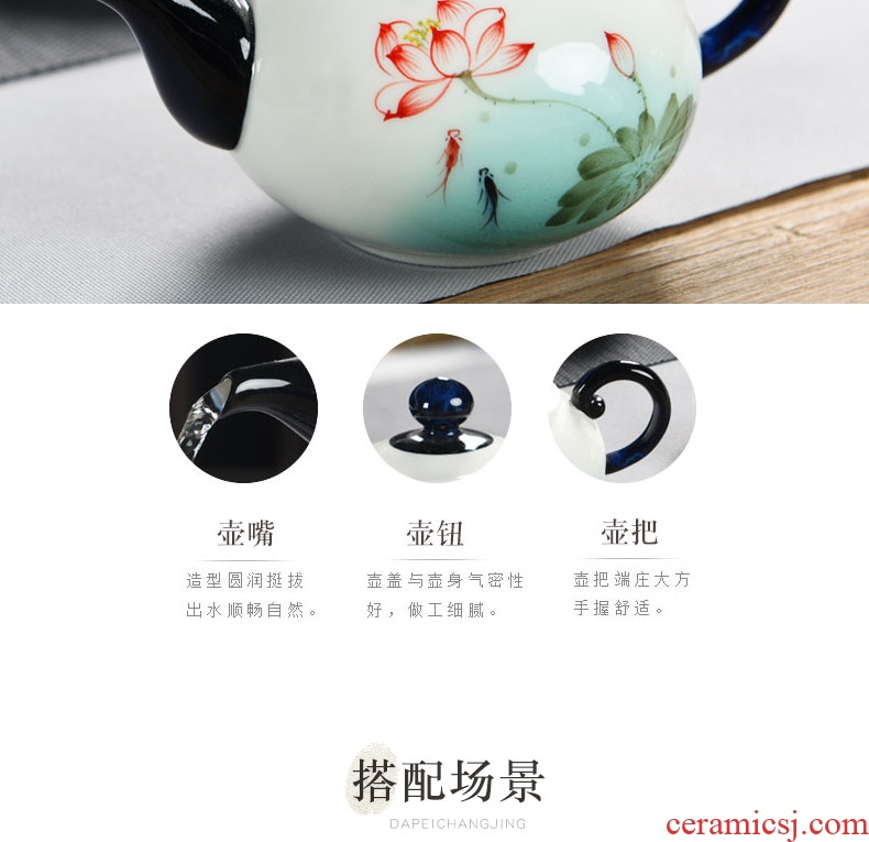 Kung fu imperial springs hand-painted lotus little teapot ceramic household utensils pure manual single pot teapot