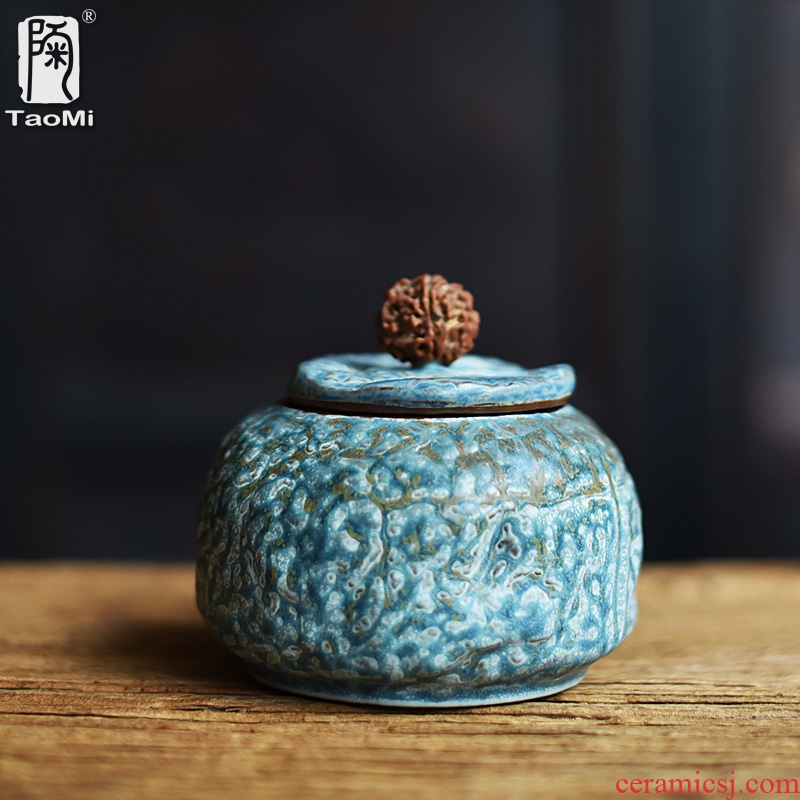 Tao fan ceramic persimmon tea caddy seal storage tanks small POTS kung fu tea set up clearance