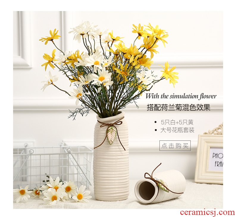 Jane's furnishing articles white rope ceramic vase living room table home decoration decoration hydroponic flower pot furnishing articles