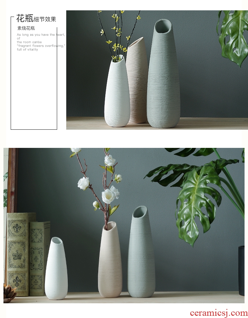 Like a flower Nordic ceramic biscuit firing floret bottle contracted dry flower vase sitting room adornment porcelain desktop furnishing articles