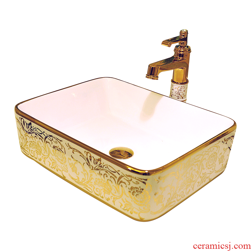 European square stage basin rectangle ceramic household lavatory basin sink sink art basin