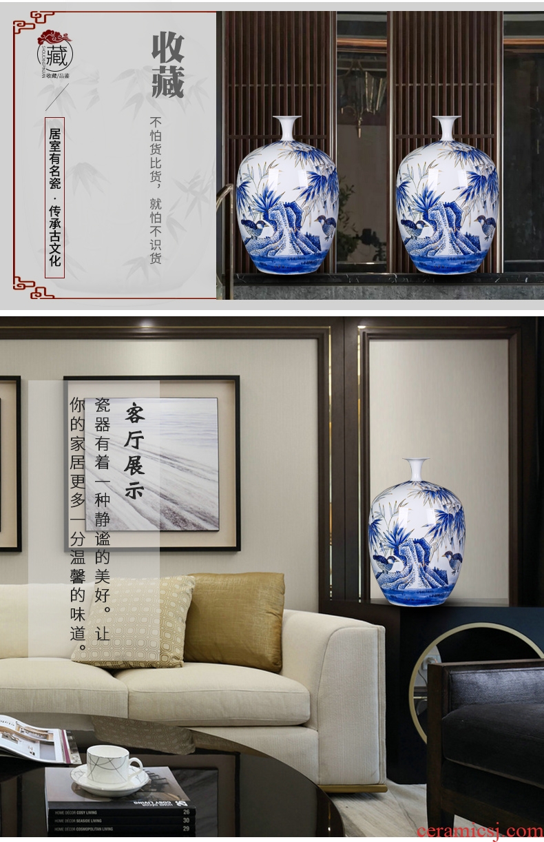 Jingdezhen ceramic paint big vase masters hand draw every year more than furnishing articles Chinese blue and white porcelain is sitting room adornment