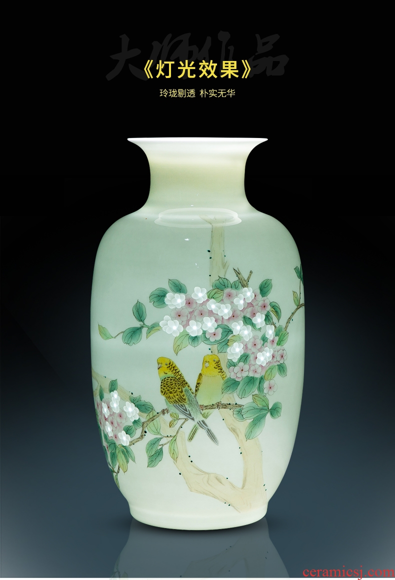 Jingdezhen ceramics master hand knife clay powder enamel vase Chinese sitting room adornment penjing collection gifts