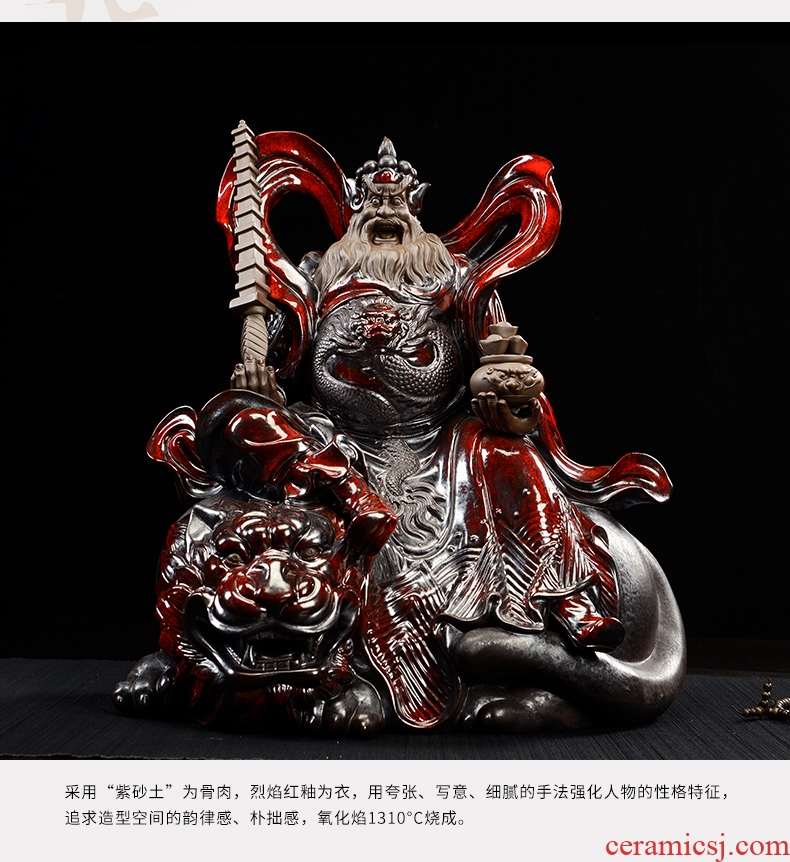 The east mud flame red glaze ceramic wu mammon furnishing articles creative opening gifts home sitting room adornment desktop