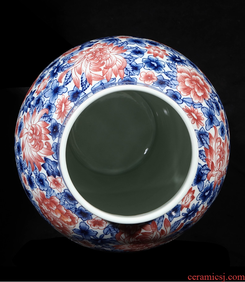 Jingdezhen ceramics imitation qianlong hand-painted general blue and white porcelain jar of storage tank of the sitting room adornment of new Chinese style furnishing articles