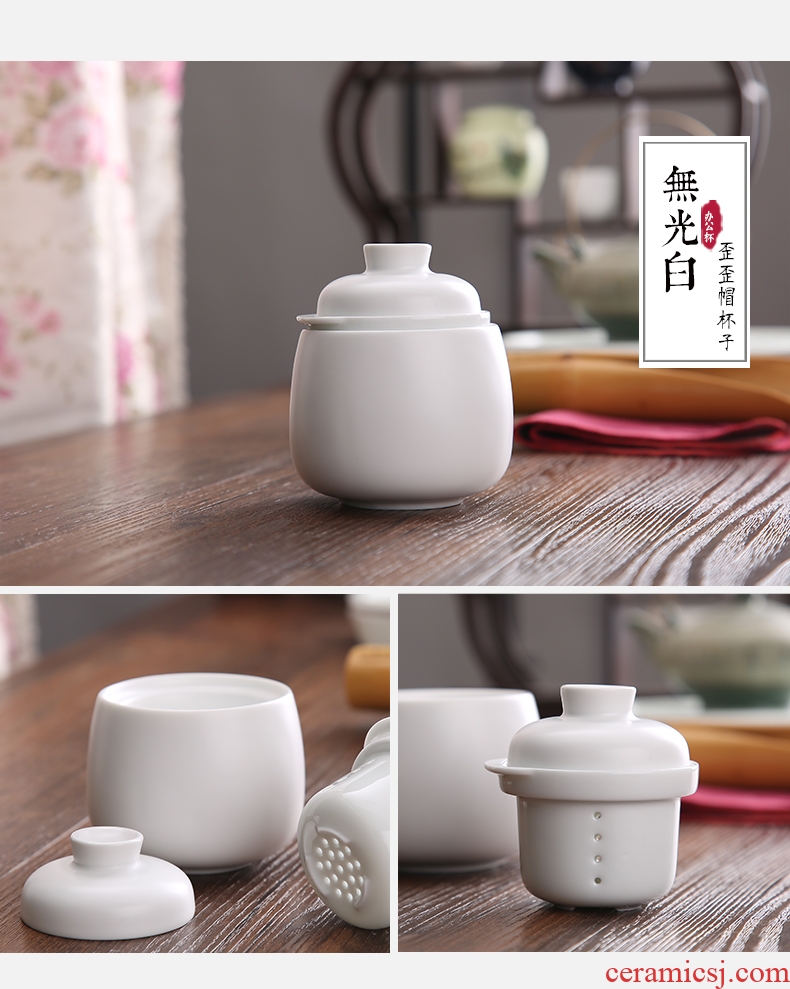DH small mini double lovely jingdezhen ceramic cup office mug cups with cover filter tea cup