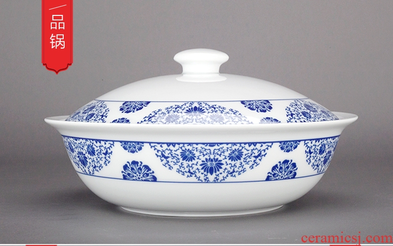 Red ceramic tableware suit household jingdezhen blue and white porcelain dishes suit glair 28 LanXin head