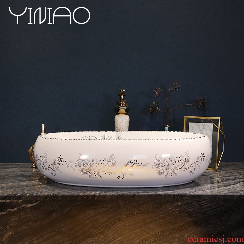 European art stage basin oval American ceramic lavatory sink jingdezhen hand washing dish basin on stage