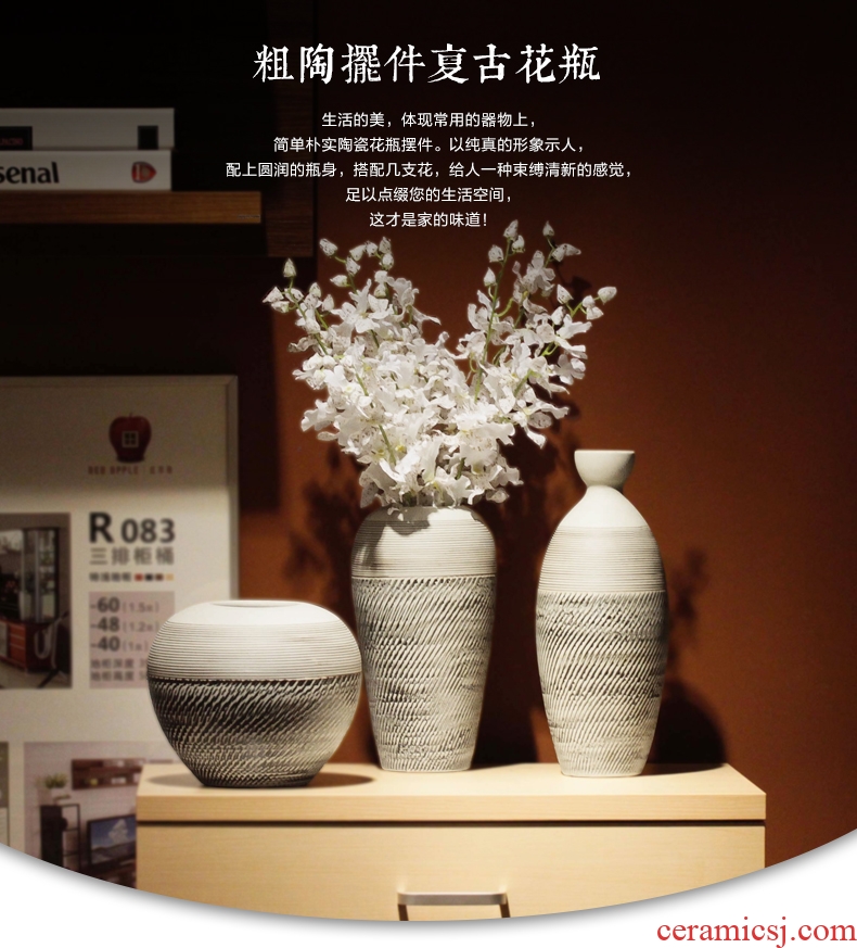 Vintage vase dried flower adornment is placed the sitting room TV wine table flower arranging art ceramic coarse pottery zen POTS