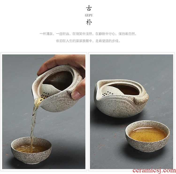 Chen xiang coarse pottery crack glass ceramic gifts kung fu tea set a pot of a personal portable office cup