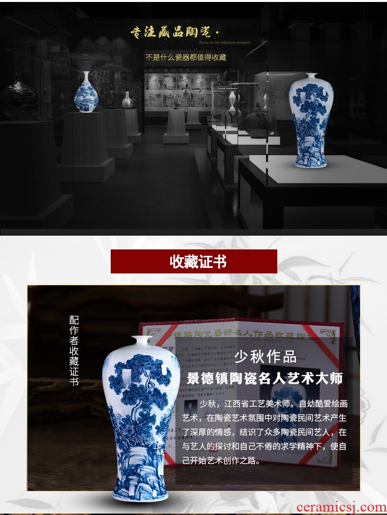 Jingdezhen ceramics famous hand-painted flower arranging device of blue and white porcelain vase furnishing articles rich ancient frame sitting room decoration