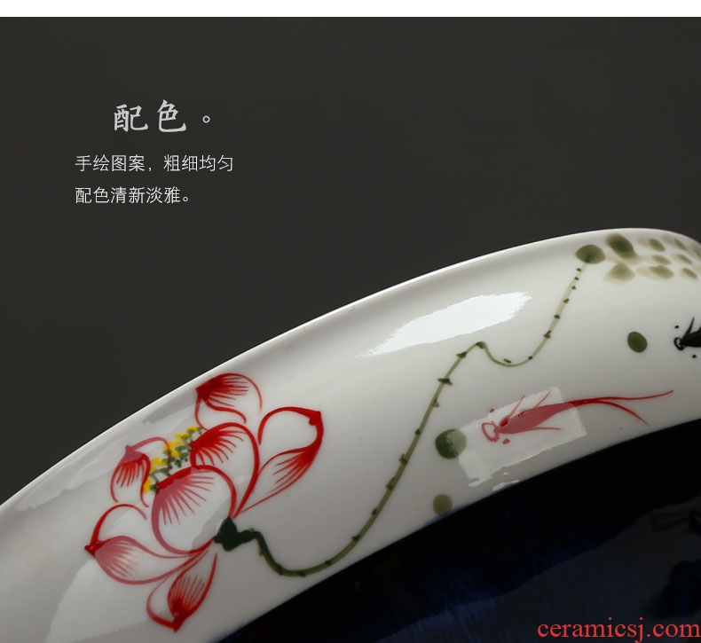 Imperial springs hand-painted lotus tea wash large ceramic cups of water, after the wash tea accessories tea ceremony with zero writing brush washer hydroponic flower pot