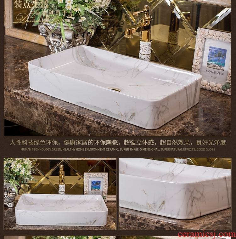 Jingdezhen ceramic art basin on its extended rectangle bathroom marble sinks the sink basin