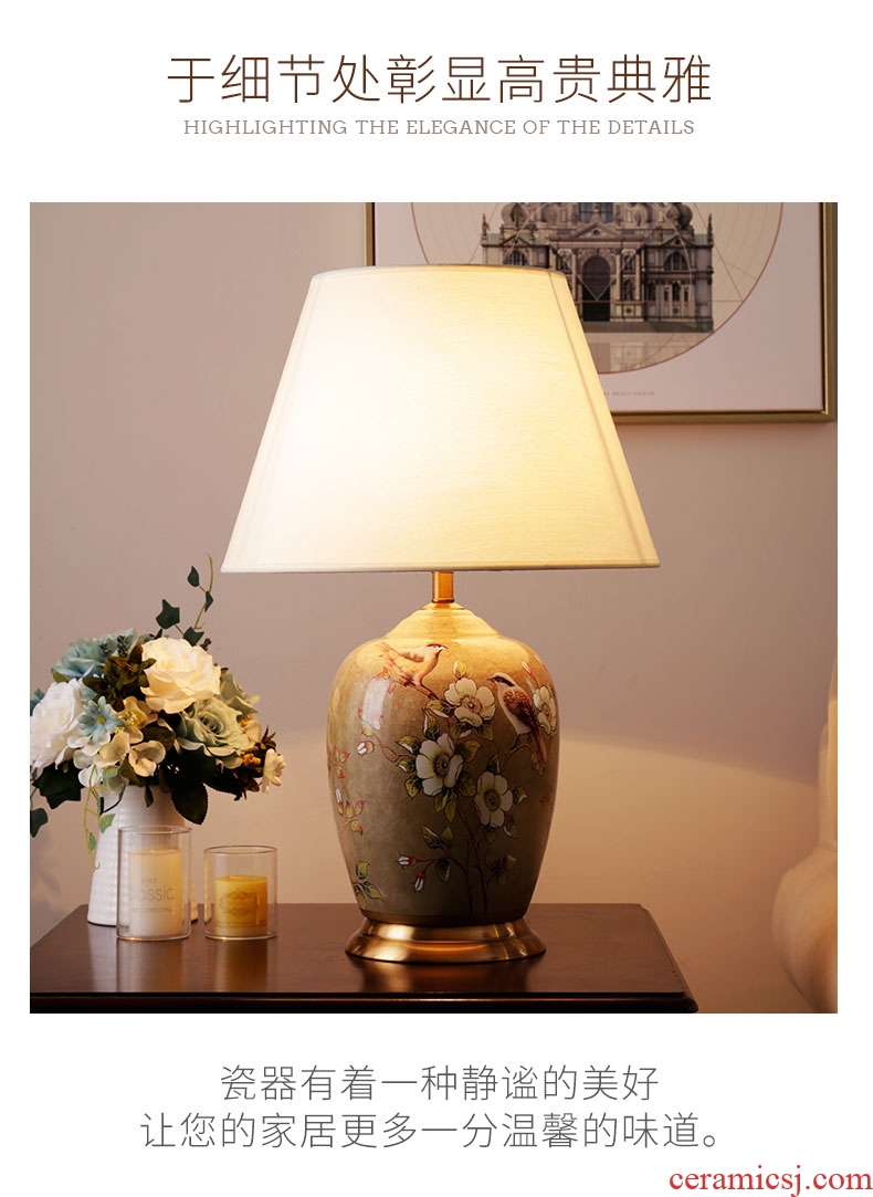 Modern Chinese ceramic desk lamp head of a bed bedroom warmth creative rural living room a study hall decoration lamp