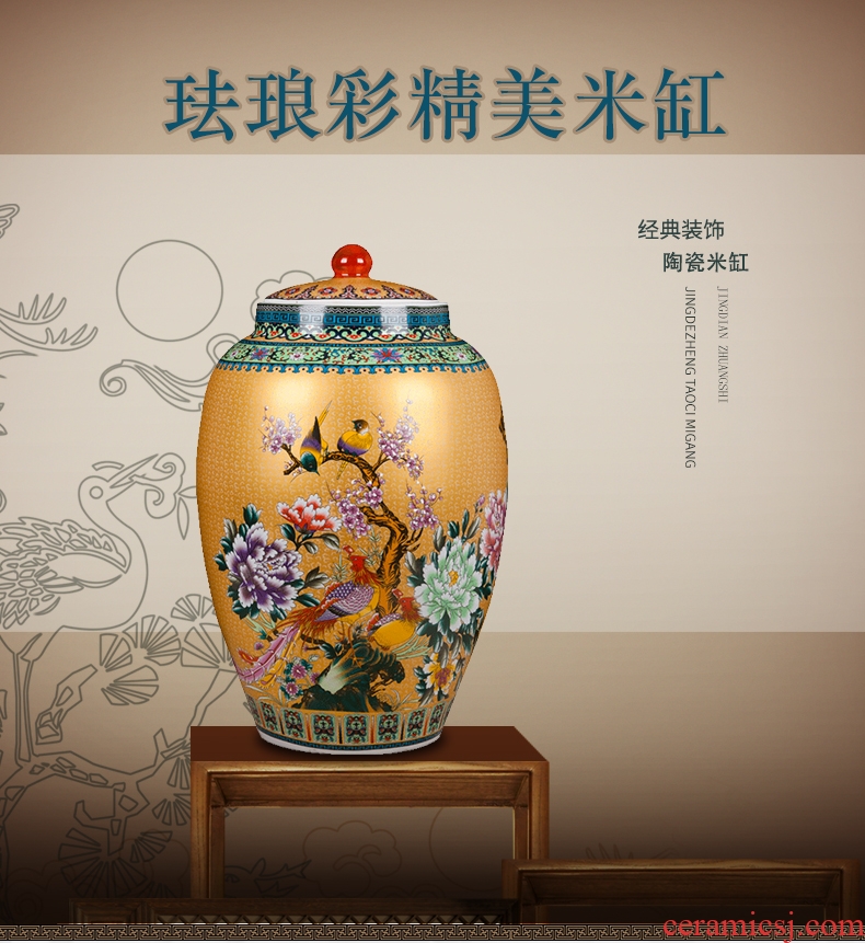 Jingdezhen ceramics handicraft big vase European household multi-functional storage tank barrel furnishing articles ornament