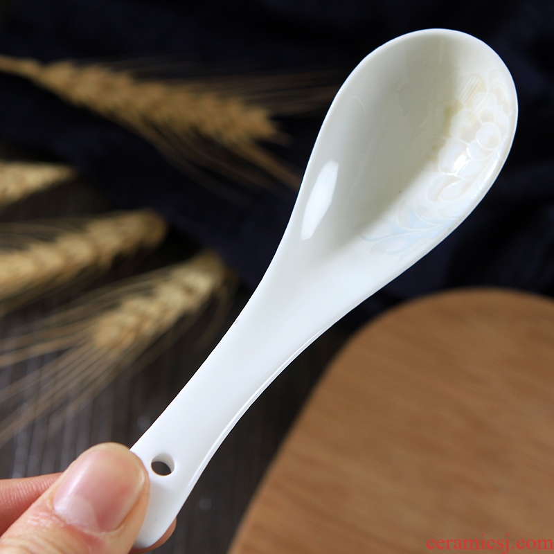 Bone China drink soup spoon of jingdezhen ceramic household small spoon restaurant small spoon creative contracted to eat small spoon 2 only