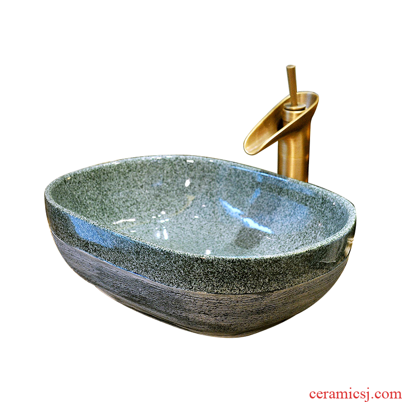 The stage basin ceramic art rectangle household lavatory basin basin bathroom Europe type restoring ancient ways is the sink