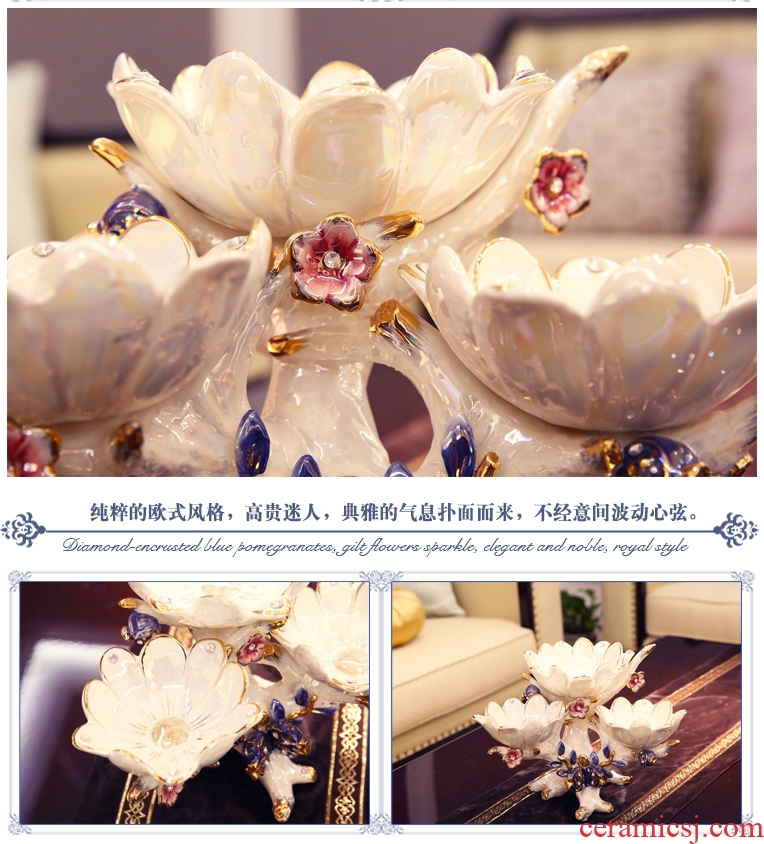 European ceramic fruit bowl suit tissue box ivory porcelain ashtrays palace sitting room tea table three-piece furnishing articles