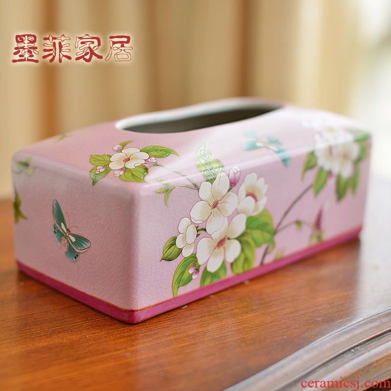 Murphy's new Chinese style restoring ancient ways to decorate restaurant household smoke box American country ceramic tissue box sitting room tea table
