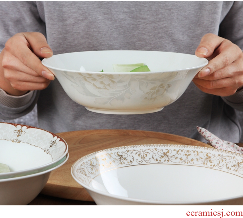 Jingdezhen ceramic household bowl bone China 9 inches large noodles soup bowl creative jobs microwave Korean dishes