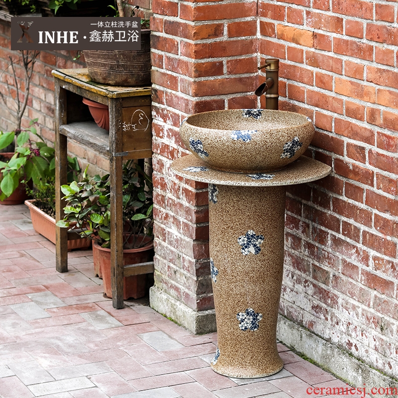 Lavabo jingdezhen ceramic column outdoor toilet floor integrated art basin vertical column commode