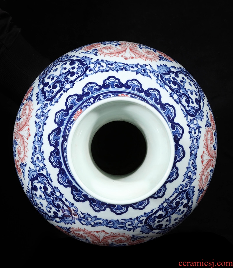 Jingdezhen porcelain qianlong hand-painted blue and white porcelain vases, flower arranging new Chinese style living room home furnishing articles