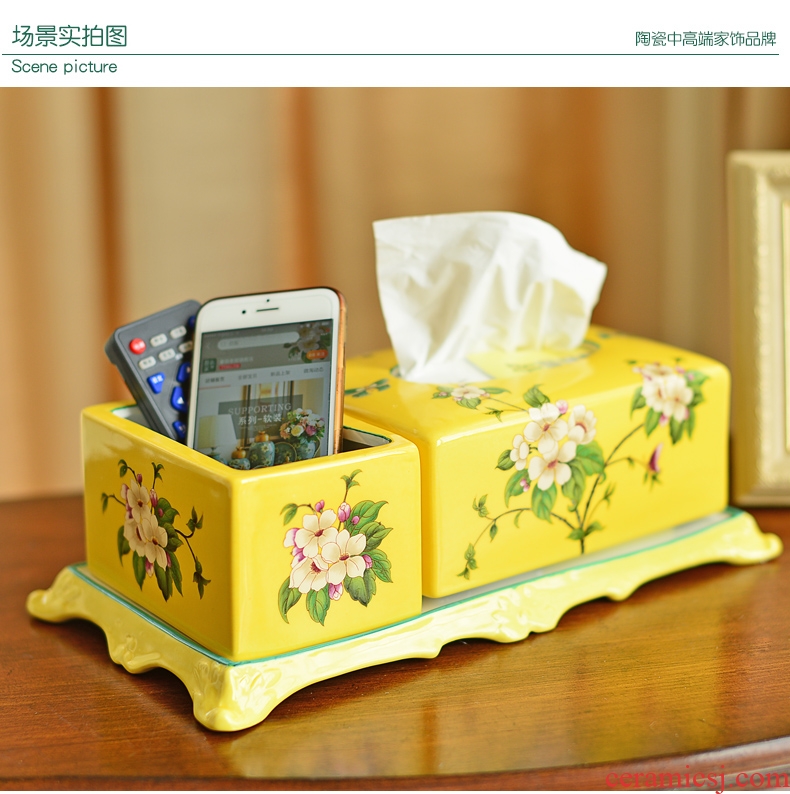 Murphy American country famille rose porcelain multi-function tissue box new Chinese style living room remote smoke box store content box