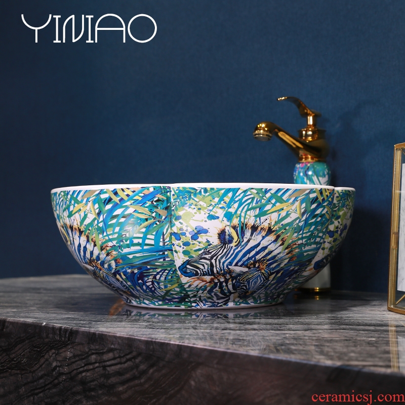 Million birds rainforest American ceramic art basin on the lavatory washbasins jingdezhen hand washing dish basin