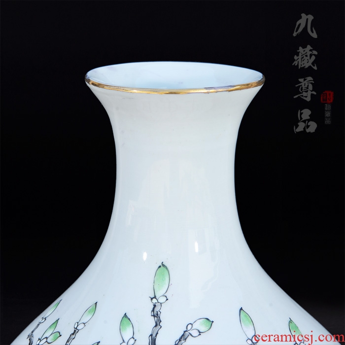 Jingdezhen ceramics antique hand-painted famille rose blooming flowers gourd marriage room TV ark handicraft furnishing articles