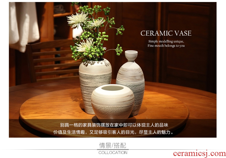 Vintage vase dried flower adornment is placed the sitting room TV wine table flower arranging art ceramic coarse pottery zen POTS