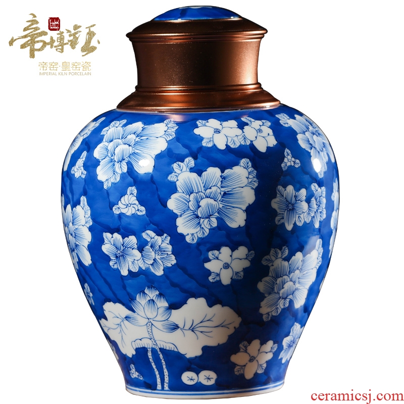 Traditional hand-painted jingdezhen blue and white porcelain storage jar airtight household ceramic boutique high-end tea pot with cover