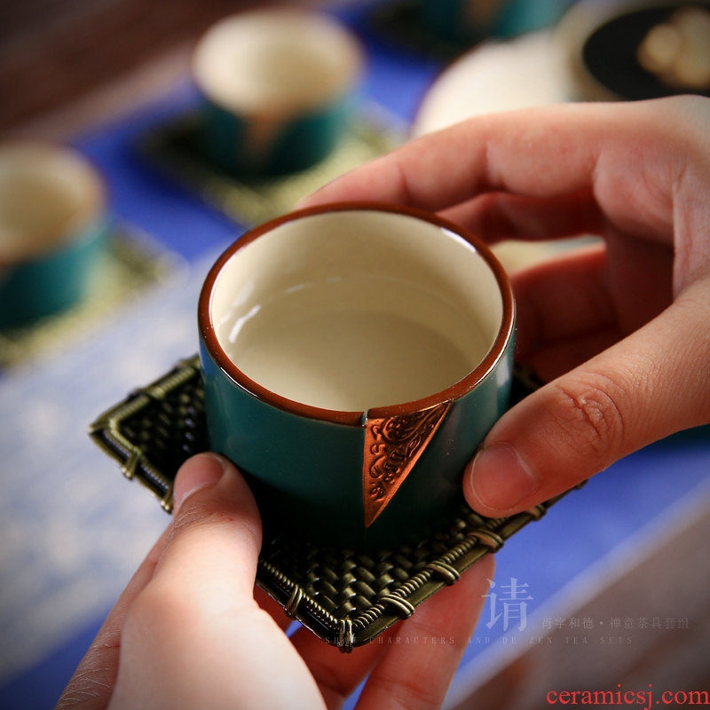 Shaw words and colour the cicada's tea set of high-grade ceramic dual kung fu tea set tea tray tea filter