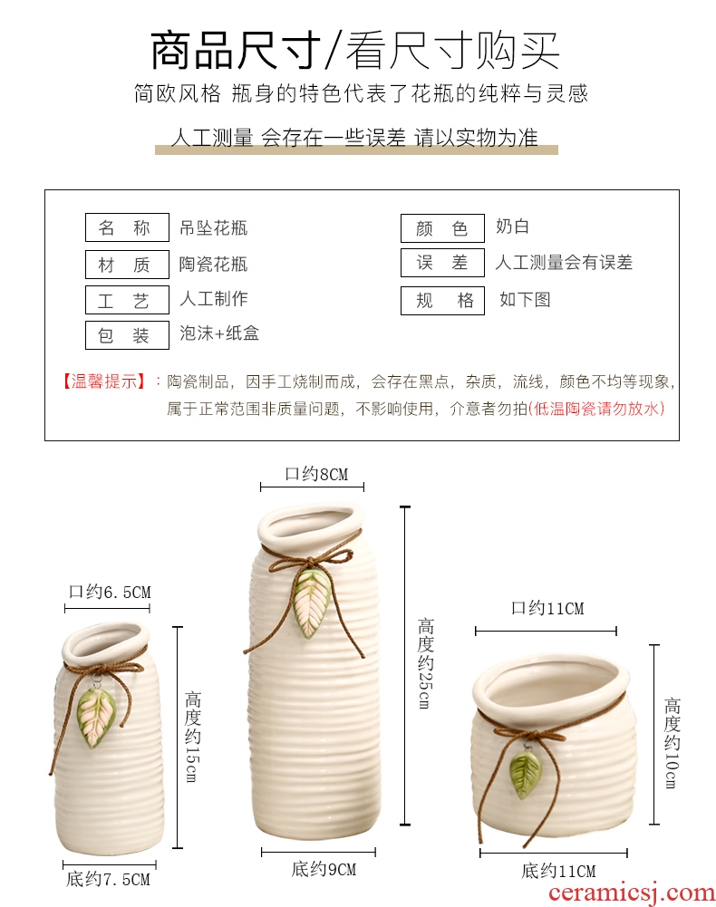 Jane's furnishing articles white rope ceramic vase living room table home decoration decoration hydroponic flower pot furnishing articles