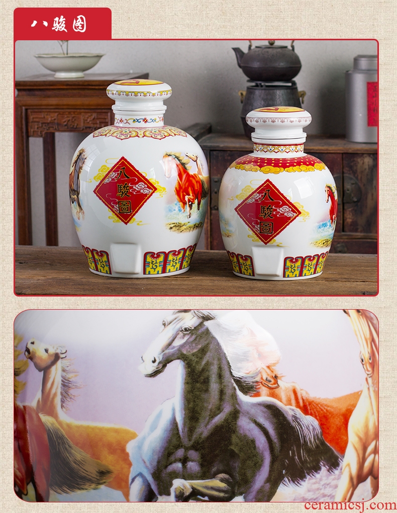 Ceramic wine jar it household of Chinese style liquor pot rice wine 10 jins 20 bubble wine sealed with cover bottle of the ancients