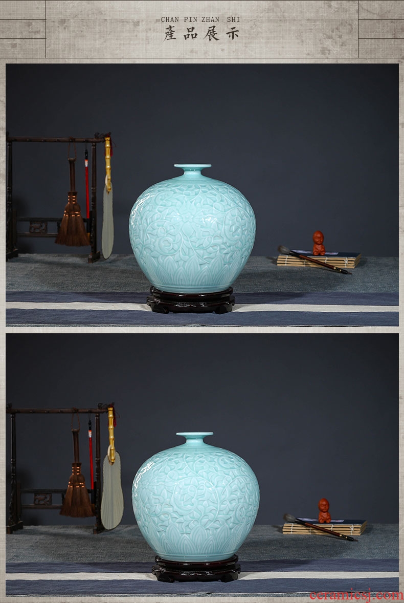 Jingdezhen ceramics art furnishing articles new Chinese style restoring ancient ways is the high temperature glaze vase is contemporary and contracted literary and artistic ideas