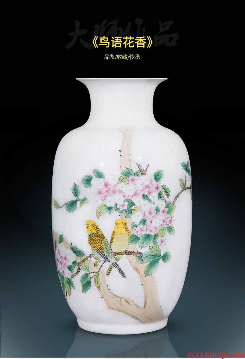 Jingdezhen ceramics master hand knife clay powder enamel vase Chinese sitting room adornment penjing collection gifts