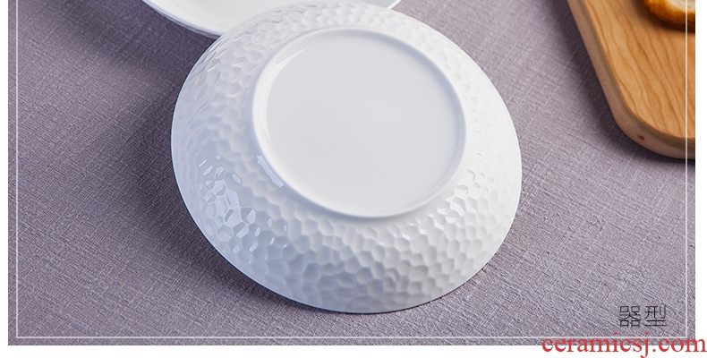 FanPan jingdezhen ceramic tableware dish plate household ceramic plate water cube creative embossed white home plate