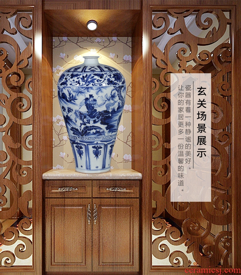 Blue and white porcelain of jingdezhen ceramics guanyao antique hand-painted porcelain vase new Chinese style home sitting room adornment is placed