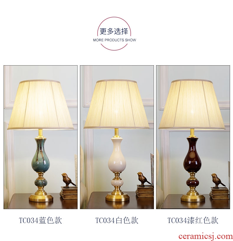 Europe type desk lamp light sweet romance of bedroom the head of a bed warm light adjustable light sitting room fashion ceramic home study