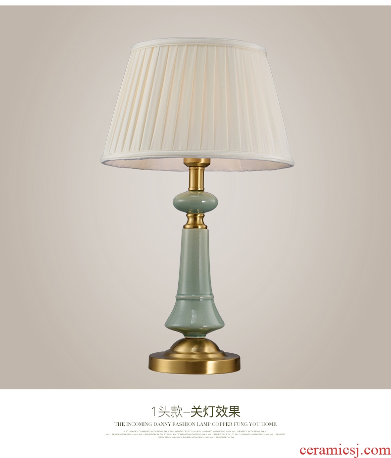 American rural contracted copper lamp all Europe type restoring ancient ways decorate sitting room lamps and lanterns villa ceramic desk lamp of bedroom the head of a bed