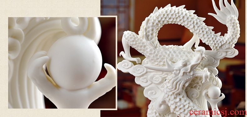 Oriental clay ceramic dragon furnishing articles dehua white porcelain sculpture technology office business gifts/longteng everywhere