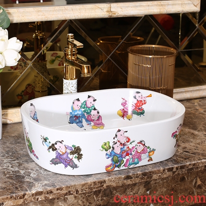 Small size on the basin of rectangular art 35 cm toilet lavabo small lavatory basin of household ceramics