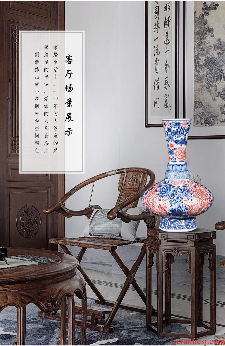 Jingdezhen ceramics creative manual imitation qianlong Chinese blue and white porcelain vase sitting room porch rich ancient frame furnishing articles