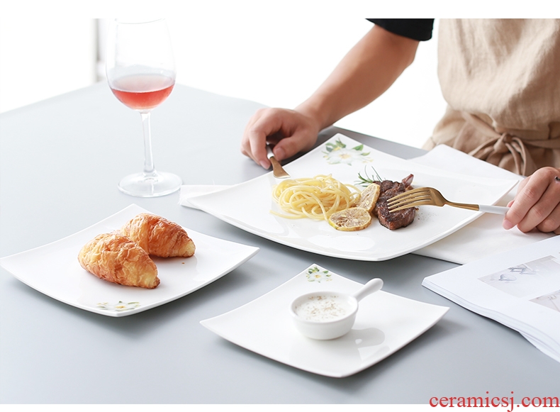 Jingdezhen porcelain tableware of pure bone square steak knife and fork the steak is creative steak western snack plate plate suit