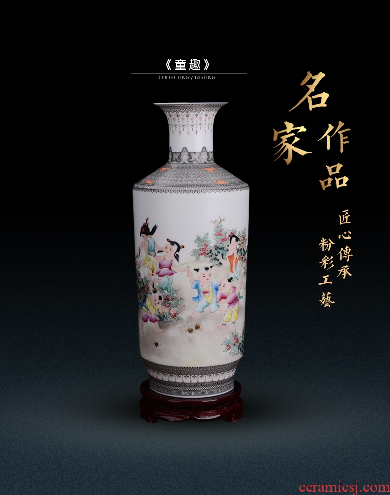 Jingdezhen ceramic hand-painted fashion flower vase new sitting room of Chinese style household soft outfit furnishing articles craft ornaments